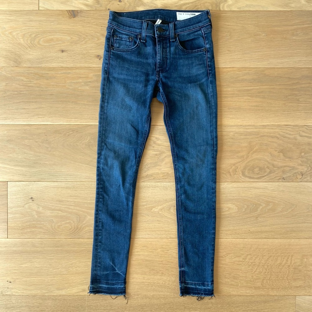 Rag & Bone ankle skinny jeans release hem blue